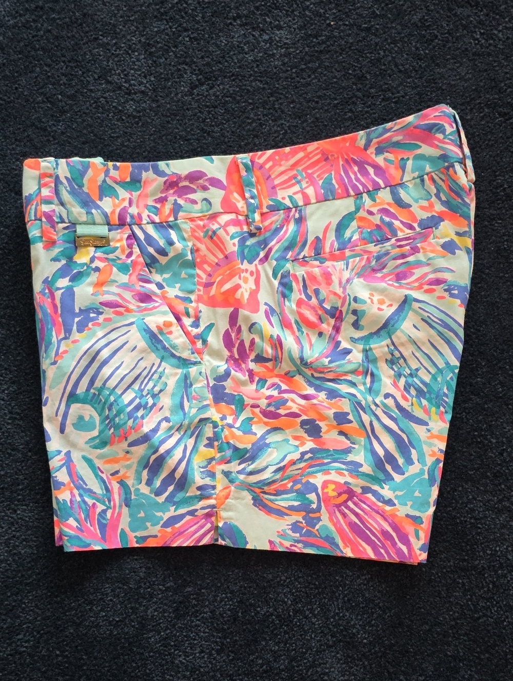 Lilly Pulitzer Multicolor Coral Pink Teal Printed Bermuda Shorts